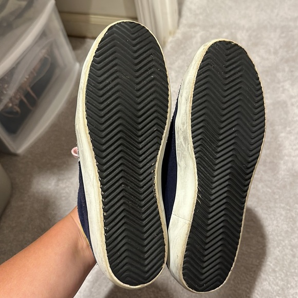 Golden Goose Superstars in Navy with Pink Laces and Yellow Heel - Picture 5 of 5